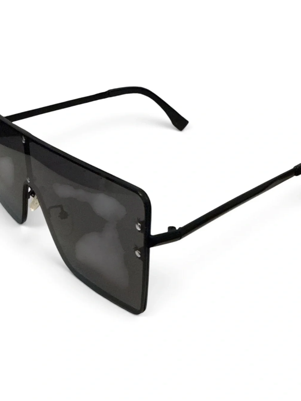 Oversized Shield and Square Dual Sunglasses Set in Black